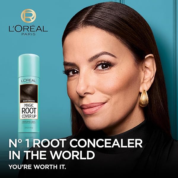 L’OREAL PARIS ROOT COVER UP TEMPORARY GRAY CONCEALER SPRAY, HAIR COLOR SPRAY WITH FILLING & THICKENING COVERAGE, DARK BROWN, PACKAGING MAY VARY