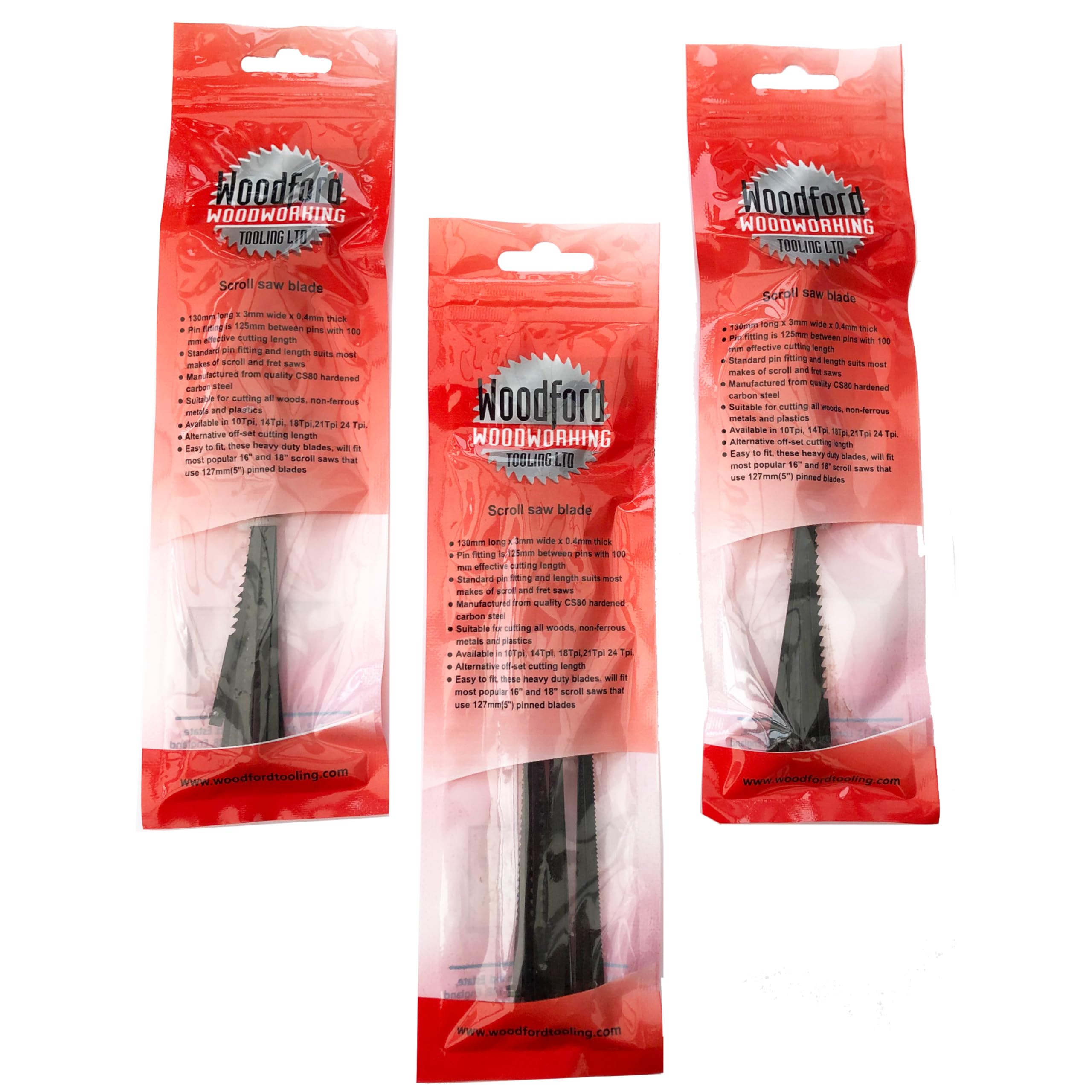 Xcalibur Tooling Scroll Saw Blades 10, 18, 21 Teeth Pinned Scroll Saw Blade for Sawing Timber Plastic Foam Soft Metals - 18pcs