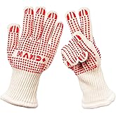 Hand+ Heat Resistant Oven Gloves (Size L/XL) 932°F / 500°C for BBQ Baking Cooking Smoker Fireplace Camping with Silicone Grip Thermo Dot Level 4 EN407 Certified