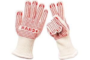 GENERIC Hand+ Heat Resistant Oven Gloves 932°F / 500°C for BBQ Baking Cooking Smoker Fireplace Camping with Silicone Grip Thermo Dot Level 4 EN407 Certified (L/XL)