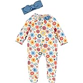 Mud Pie baby-girls Mud Pie Baby Floral Sleeper and Headband Set