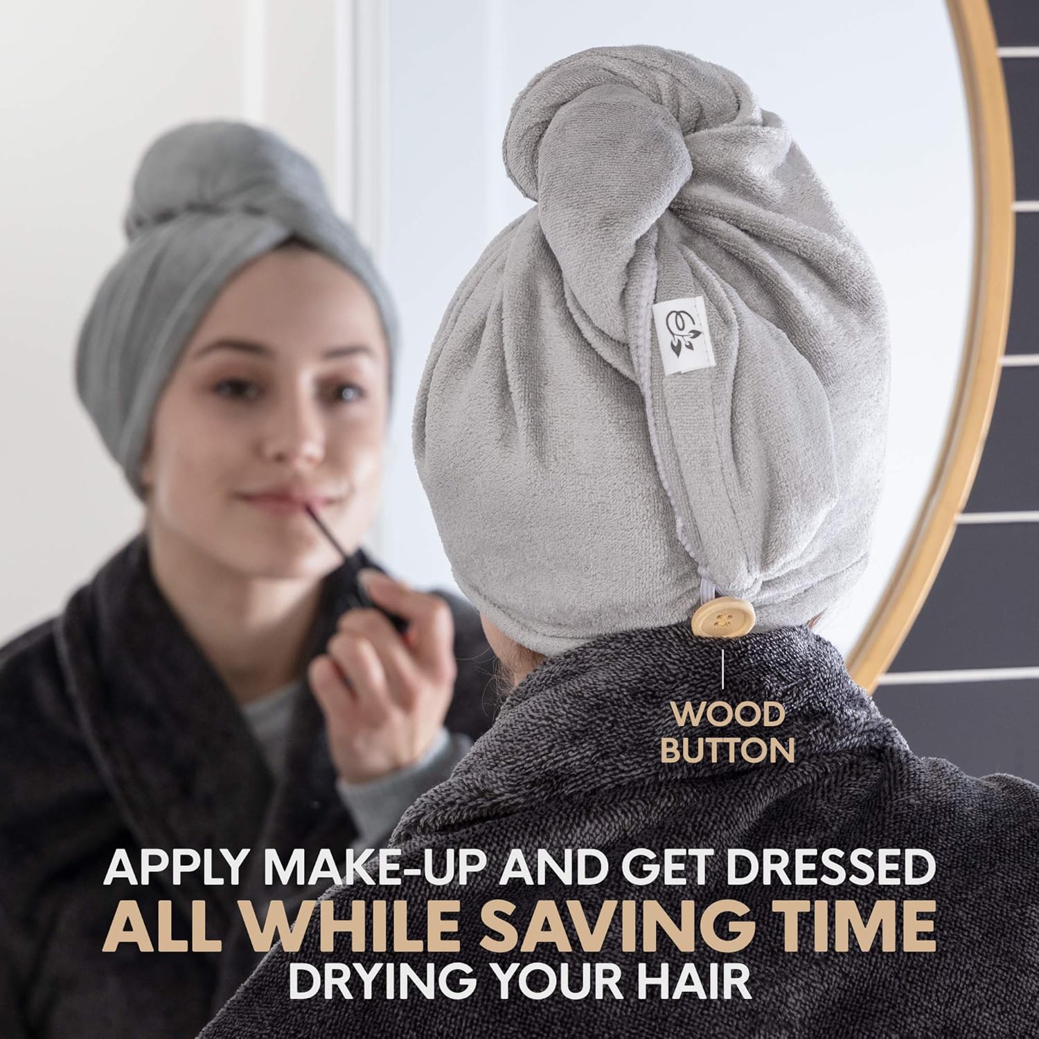 Microfiber Hair Towel by Evolatree - Anti Frizz Curly Hair Towel Wrap for Women - Absorbent Quick Dry Microfiber Towel for Hair - Raven Gray : Beauty