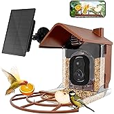 Smart Bird Feeder with Camera Solar Powered, 2K HD Wild Birds Watching Camera with Solar Panel, Auto Capture Videos & Motion Detection Instant Arrival Alerts for Bird Lovers