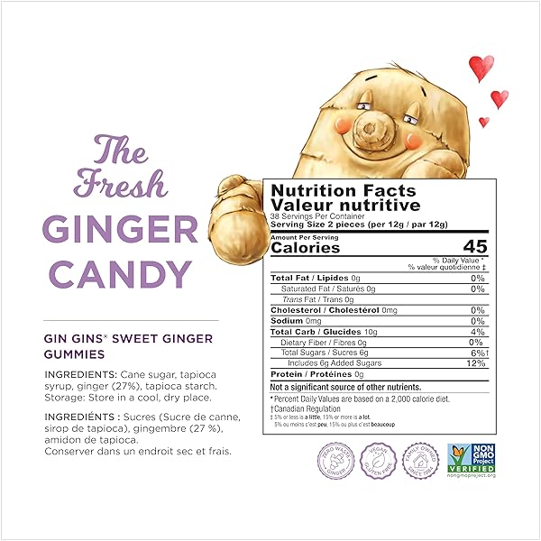 GIN GINS SWEET GINGER GUMMIES – 100% NATURAL CANDY BY THE GINGER PEOPLE – INDIVIDUALLY WRAPPED HEALTHY TREATS – MADE WITH THE FRESH RHIZOME – SWEET GUMMY FLAVOR – 3OZ BAG – PACK OF 1