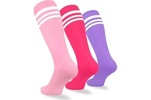Sarfel 3 Pack Kids Soccer Socks Toddler Baseball Socks Youth Boys Girls Softball Sock Girls Youth Football Sock Team Sports