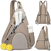KAVIGOR Pickleball Bag, 7 Pockets & Upgraded Zippers, Lightweight Sling Bag with Detachable Strap & Water-Resistant Pocket