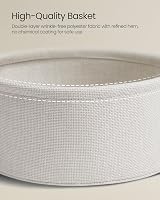 VASAGLE Round Side Table with Fabric Basket Cream White LET223K67 view 6
