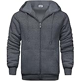 JACKETOWN Mens Fleece Hoodies Winter Zip Up Fleece Jacket Sherpa Fleece Lined Warm Thick Jacket Coat