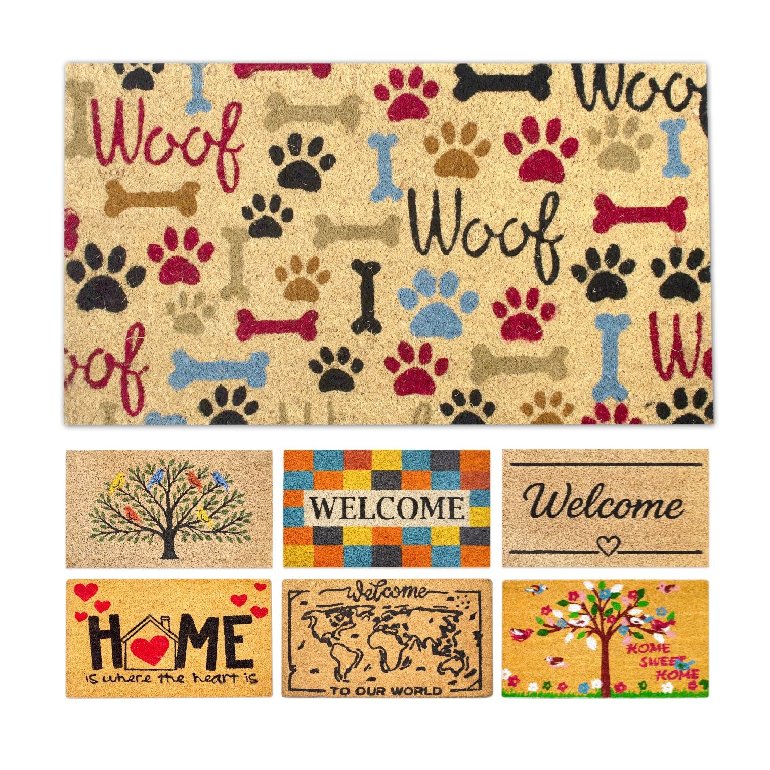 LUA VIKA Coir Doormat - Bones - 40x70 cm - Outdoor Door mat - Front Door mat outside - Doormats outside