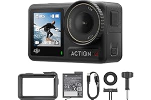 DJI Osmo Action 4 Essential Combo, 4K/120fps Waterproof Action Camera with a 1/1.3-Inch Sensor, Stunning Low-Light Imaging,10