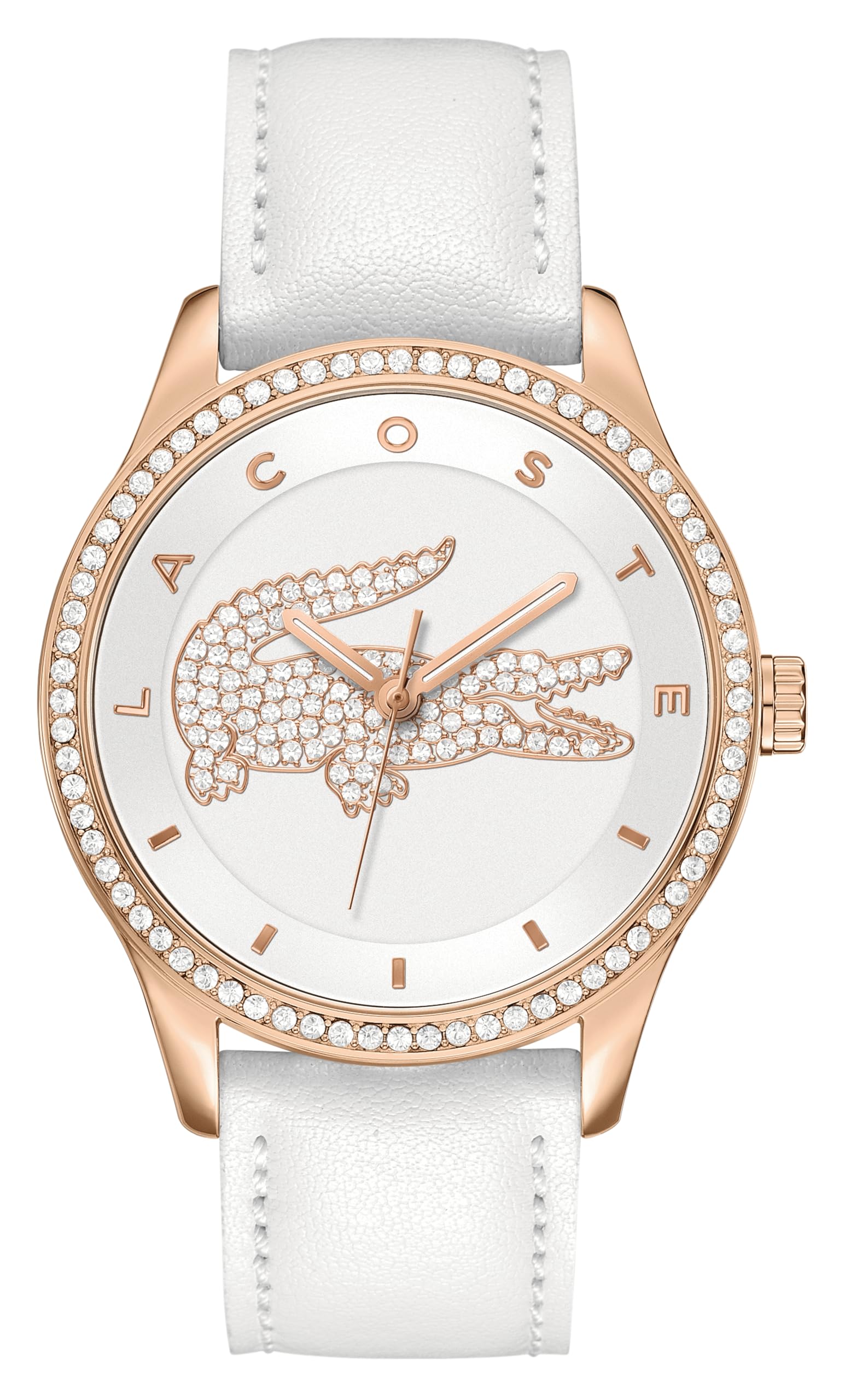 Lacoste Analogue Quartz Watch for Women VICTORIA Collection with White Leather Strap - 2000821