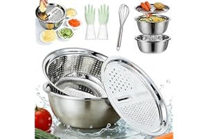 Germany Multifunctional Stainless Steel Basin, 5-in-1 Stainless Steel Shredding & Drainage Chopping Basin,with Grater,Straine