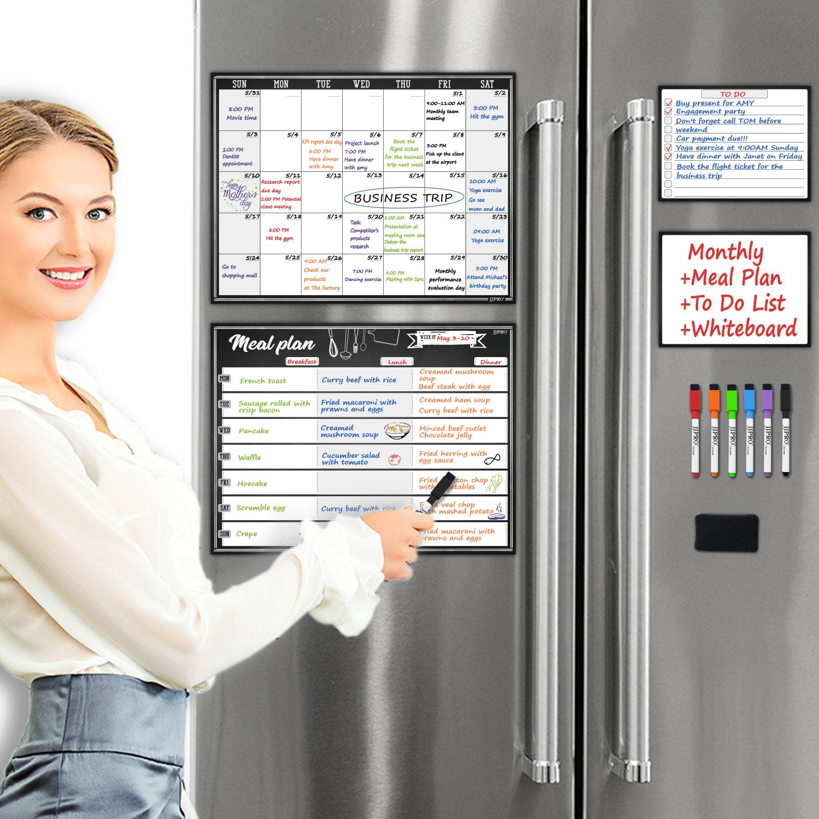 JJPRO Magnetic Dry Erase Meal Planning Whiteboard