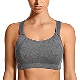 SYROKAN Women's Sports Bra Front Adjustable High Impact Support Padded Wireless Racerback Plus Size Running Bra