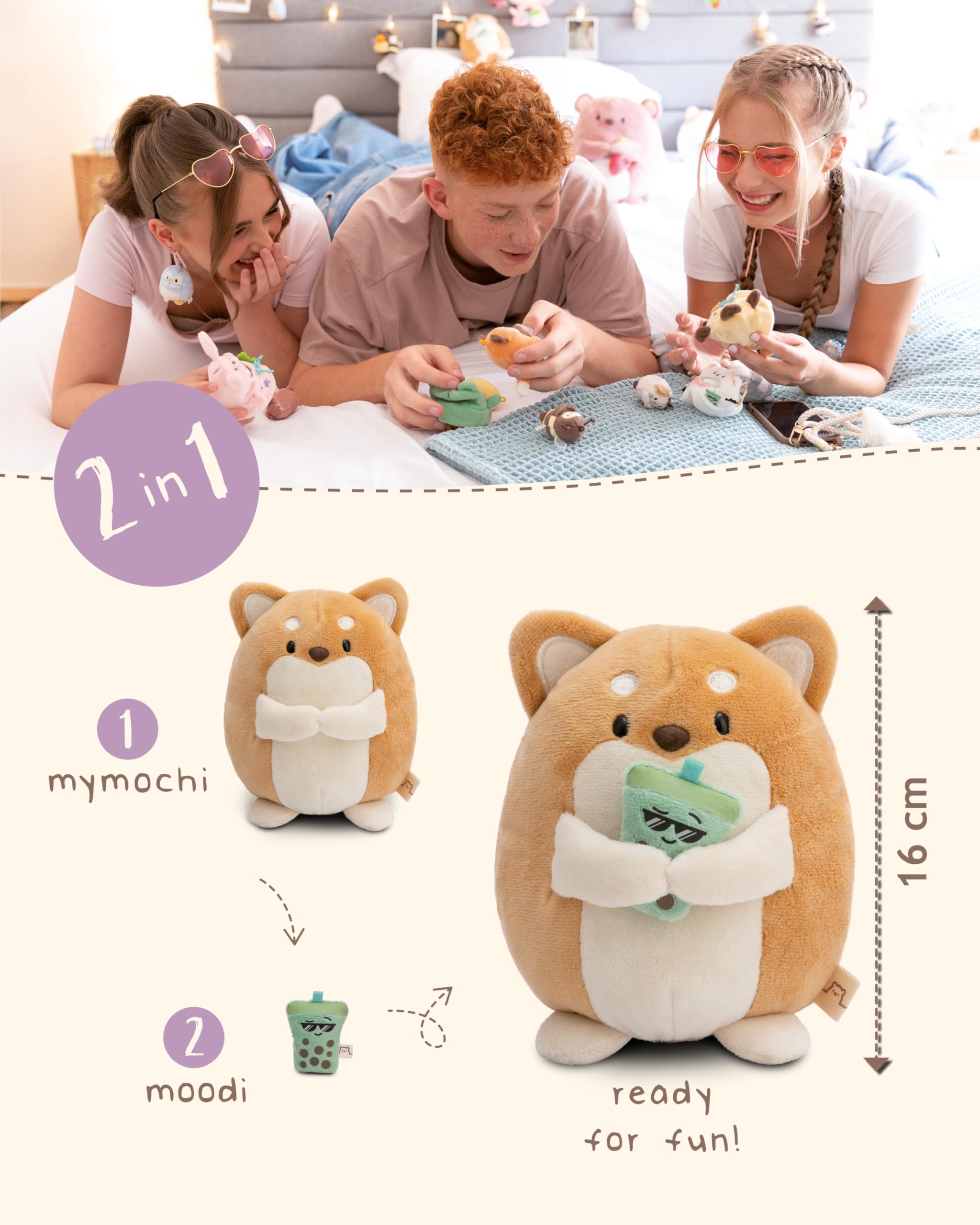 NICI MYMOCHI Kuscheltier Hund Hiro 16 cm mit Bubble Tee in Geschenkbox 11x12x6,5 cm, Flauschiges Stofftier zum Kuscheln, Spielen und Liebhaben - 61152 4
