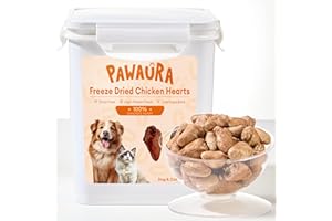 Pawaura Freeze-Dried Chicken Hearts Cat & Dog Treats, 17.63 oz (1.1LB) — High Protein, Single Ingredient, Grain Free, No Additives or Preservatives, Sealed Box