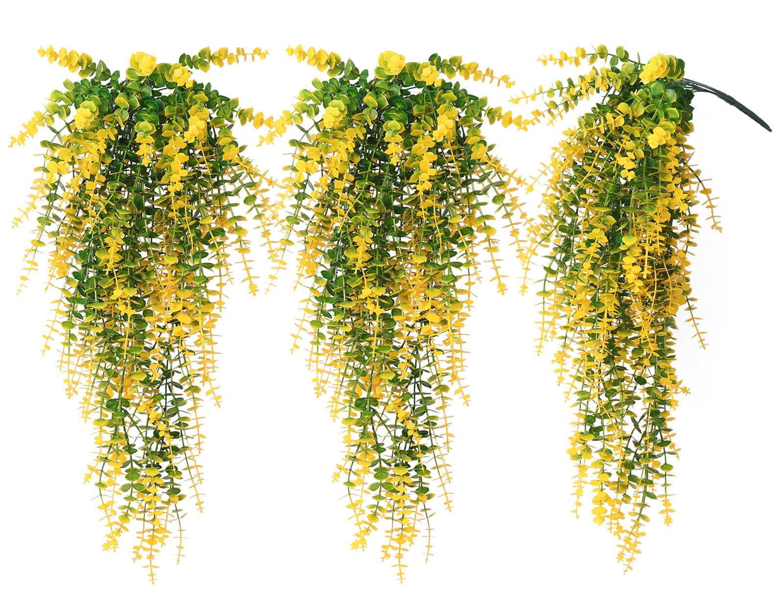 RECUTMS Artificial Plants Hanging Outdoor Fake Plants Hanging Vines Faux Eucalyptus Leaves Greenery Vines Fake Vines Plants for Room Wall Decor Garden Outdoor Wedding Courtyard Decoration(Yellow)