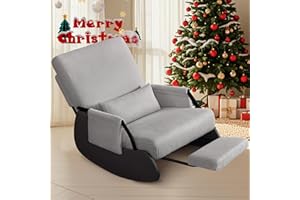 MINLOVE Rocking Chair with Footrest - Foldable Rocking Glider Chair Upholstered Outdoor - Indoor, Corduroy Nursing Chair for Breastfeeding, Modern Recliner Chair for Bedroom- Living Room(Gray)