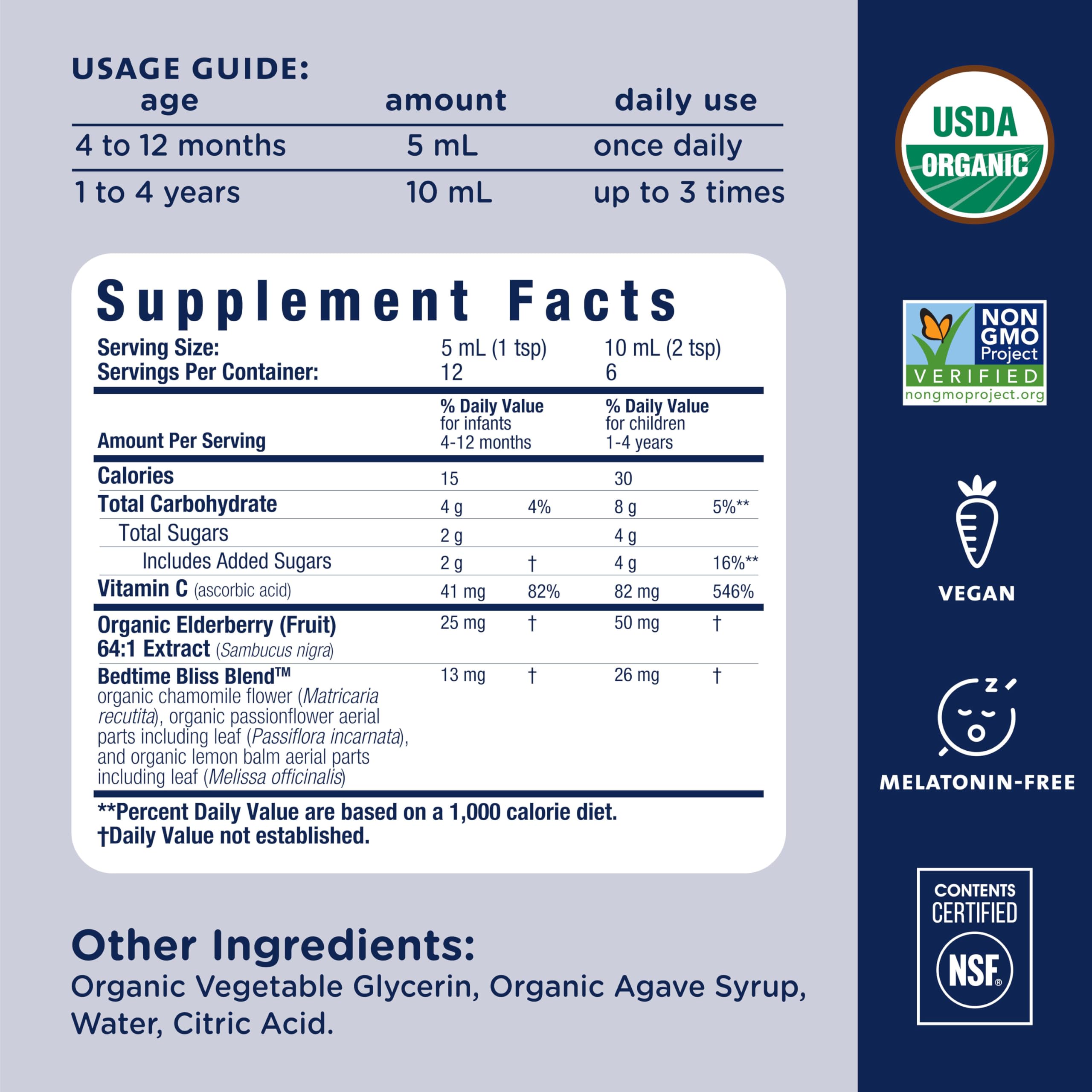 Mommy's Bliss Organic Baby Bedtime Drops + Overnight Immunity Support*, Promotes Restful Night, Melatonin Free, Age 4 Month+, 2 Fl Oz