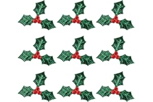 Kisangel 100Pcs Artificial Christmas Berry Leaf Accessories Green Miniature Ornaments for DIY Hanging Decoration and Holiday 