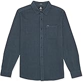 Volcom Men's Caden Solid Long Sleeve Button Down Shirt, Dark Slate, Small