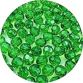 YHYPOCI 100pcs 12mm Acrylic Round Crystal Faceted Beads for Crafts Spacer Beads for Jewelry Making Necklaces Bracelets Earrings DIY Decoration(Hot Green)