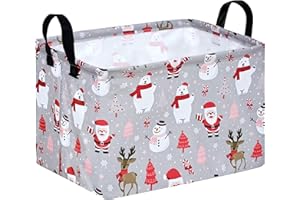 MAIZMZ Christmas Basket for Kids Gifts Santa Claus Snowman Storage Baskets Collapsible Nursery Hamper Waterproof Clothes Toy Bin Book Shelf Gift Basket Cube Xmas Party Decor