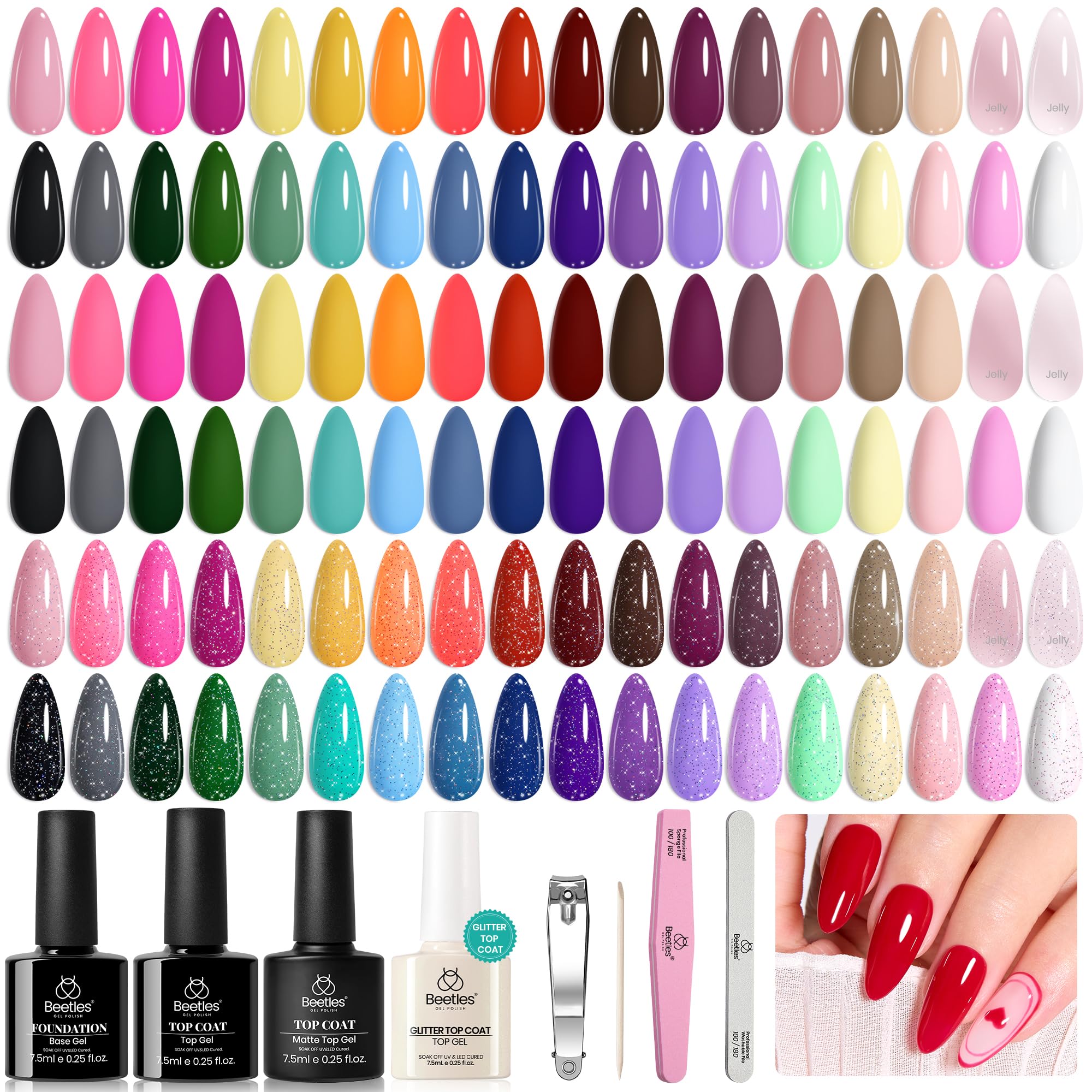 Beetles Gel Nail Polish Set - 36 Colors Nature's Tales Nail Colors Kit with Glossy & Glitter Top Coat, Soak Off UV LED Nail Gel Kit, Long Lasting Nail Art for DIY Home Salon Manicure Gift for Women Image Beetles Gel Nail Polish Set - 36 Colors Nature's Tales Nail Colors Kit with Glossy & Glitter Top Coat, Soak Off UV LED Nail Gel Kit, Long Lasting Nail Art for DIY Home Salon Manicure Gift for Women Image