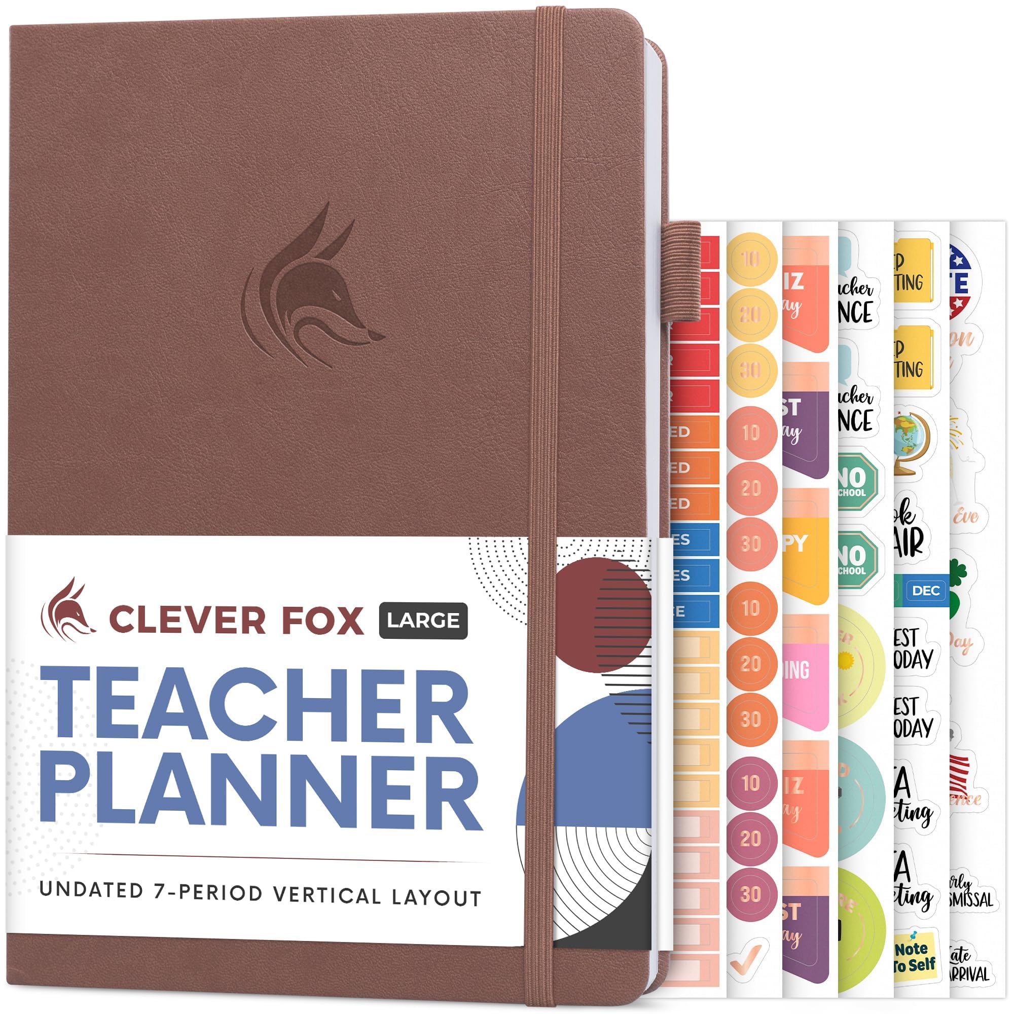 Clever Fox Teacher Planner – School Year Planner with Calendars & Lesson Plans – Teacher Plan Book for Classroom & Homeschool Organization - Undated, 18x25cm, Hardcover (Dark Terracotta)