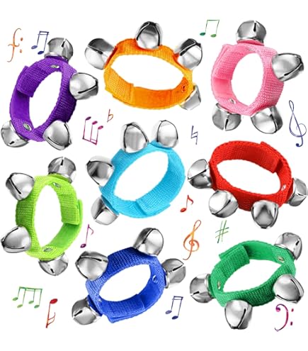 Belle Vous Pulsera Cascabel Uñecas Y Tobillos Pack De 12 Con 6 Colores - Cascabeles Instruento