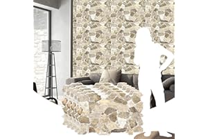 Dundee Deco 3D Wall Panels - Beige Brown Faux Stone PVC Wall Paneling for Interior Wall Decor, Pack of 5, Covers 33.5 sq. ft