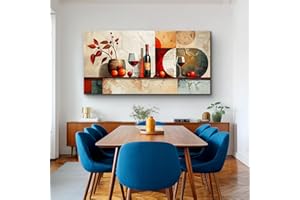 ERQINHUA Large Canvas Wall Decor For Kitchen Wall Art For Living Room Dining Room Decorations Wine Glass Still Life Abstract Picture Artwork Pub Wall Mural Posters Home Decor Aesthetics 24"x48"