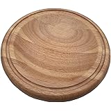 Checkered Chef Mezzaluna Cutting Board - Small Round Wooden Chopping Board For Mincing and Rocker Knives