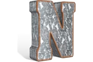 CRAFTYCROCODILE Galvanized Metal 3D Letter N