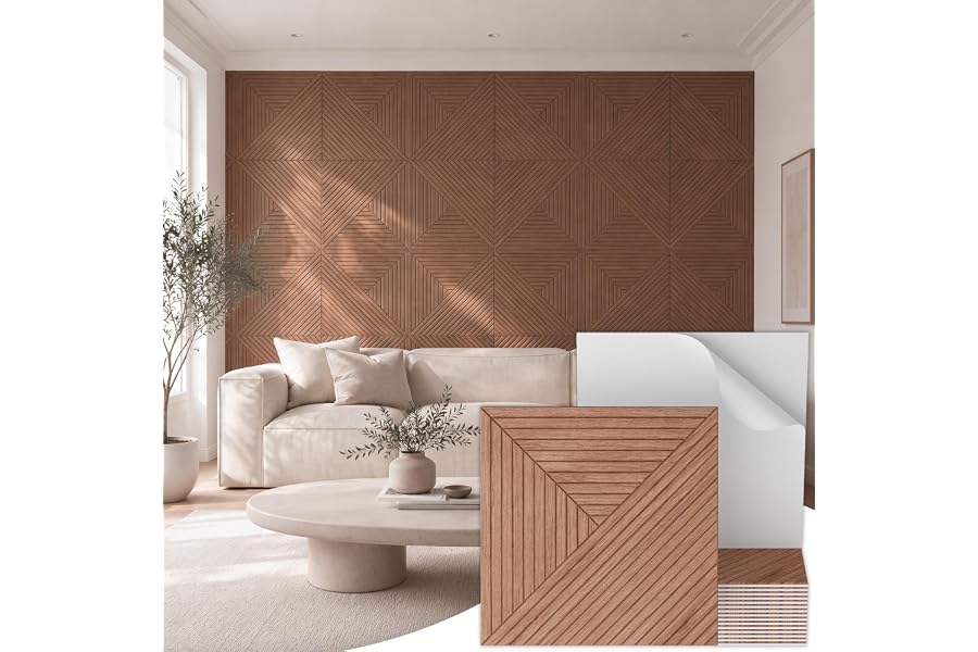 TONOR 16 Pack Acoustic Panels Peel and Stick, 23.6''x23.6''-62 sq.ft. | High-Density Acoustic Wood Panels Alternative. Soundp