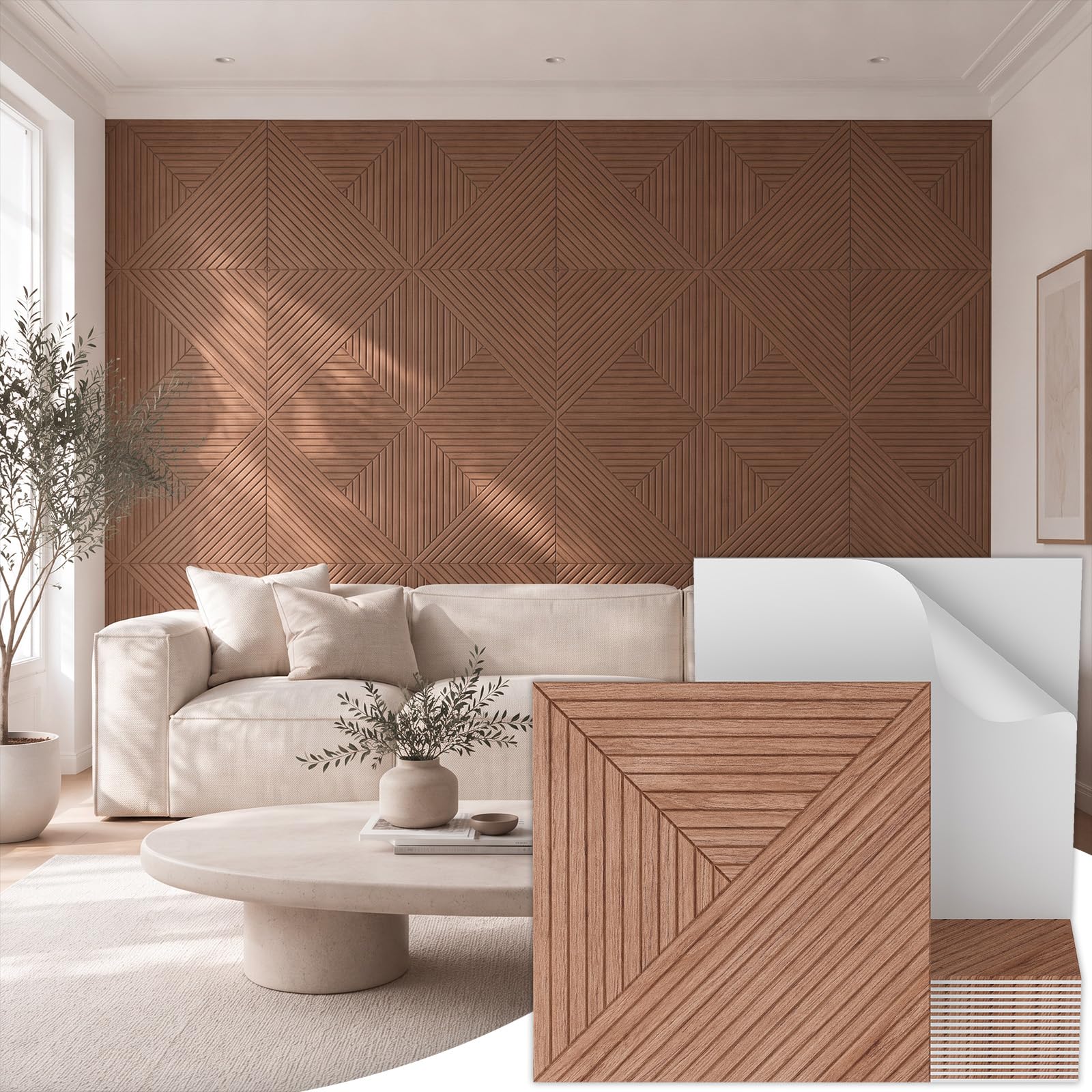 TONOR 16 Pack Acoustic Panels Peel and Stick, 23.6''x23.6''-62 sq.ft. | High-Density Acoustic Wood Panels Alternative. Soundp