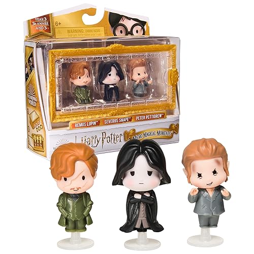 Wizarding World Harry Potter, Micro Magical Moments Year 3 Figure Set with Remus Lupin, Severus Snape & Peter Pettigrew & Display Case