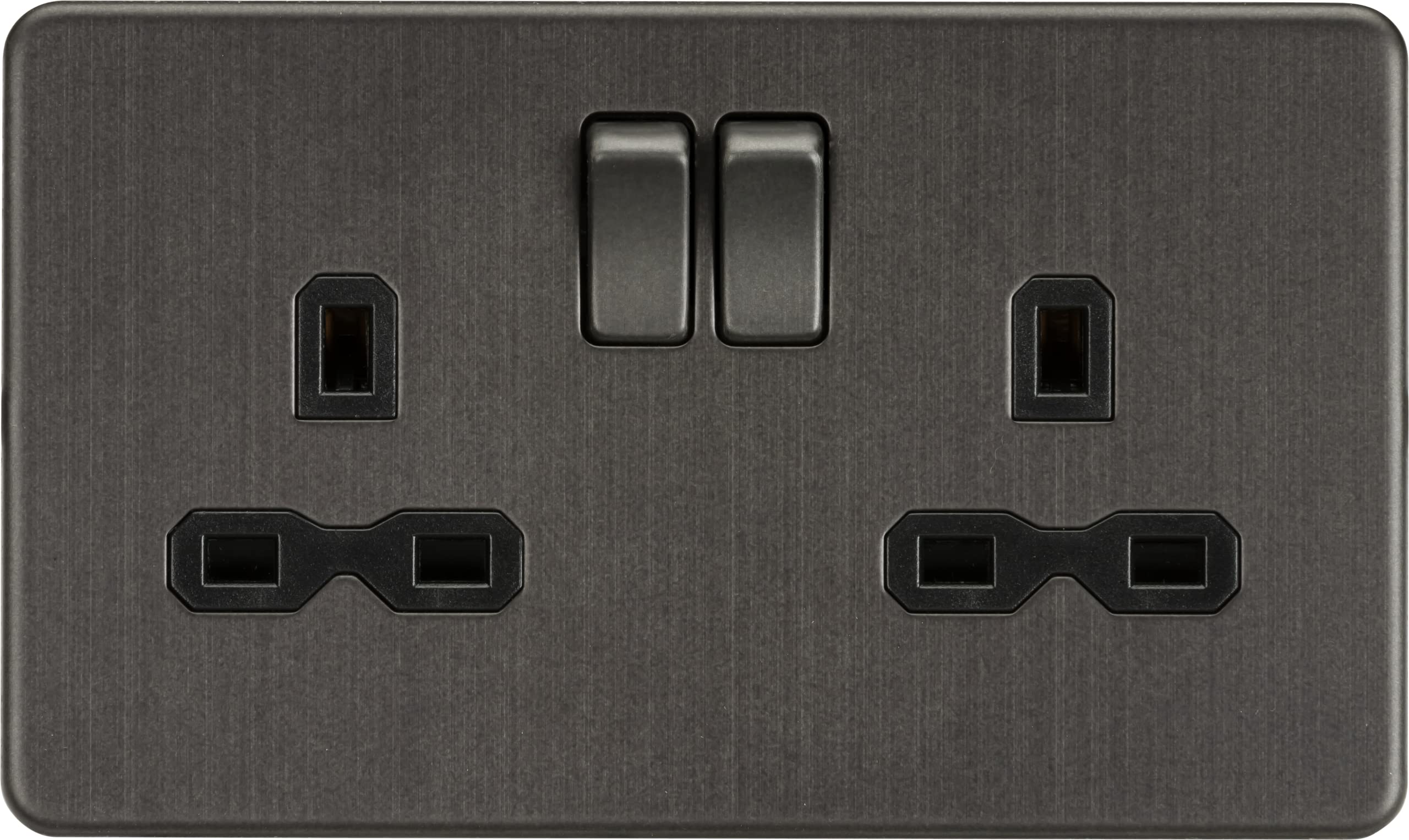 Knightsbridge Screwless 13A 2G DP switched socket,Smoked Bronze