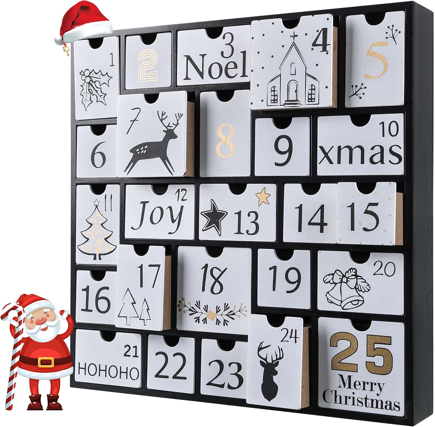 Advent Calendars - Christmas Wooden Advent Calendar Boxes with 25 Drawers and Numbers to Fill 2023, DIY Countdown Advent Calendar Decoration Xmas Gift for Kids, Adults, Family, Friends