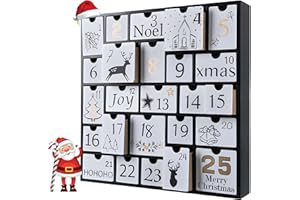 SUNGIFT Christmas Wooden Advent Calendar Boxes with 25 Drawers and Numbers to Fill 2025, DIY Countdown Advent Calendar Decoration Xmas Gift for Kids, Adults, Family, Friends