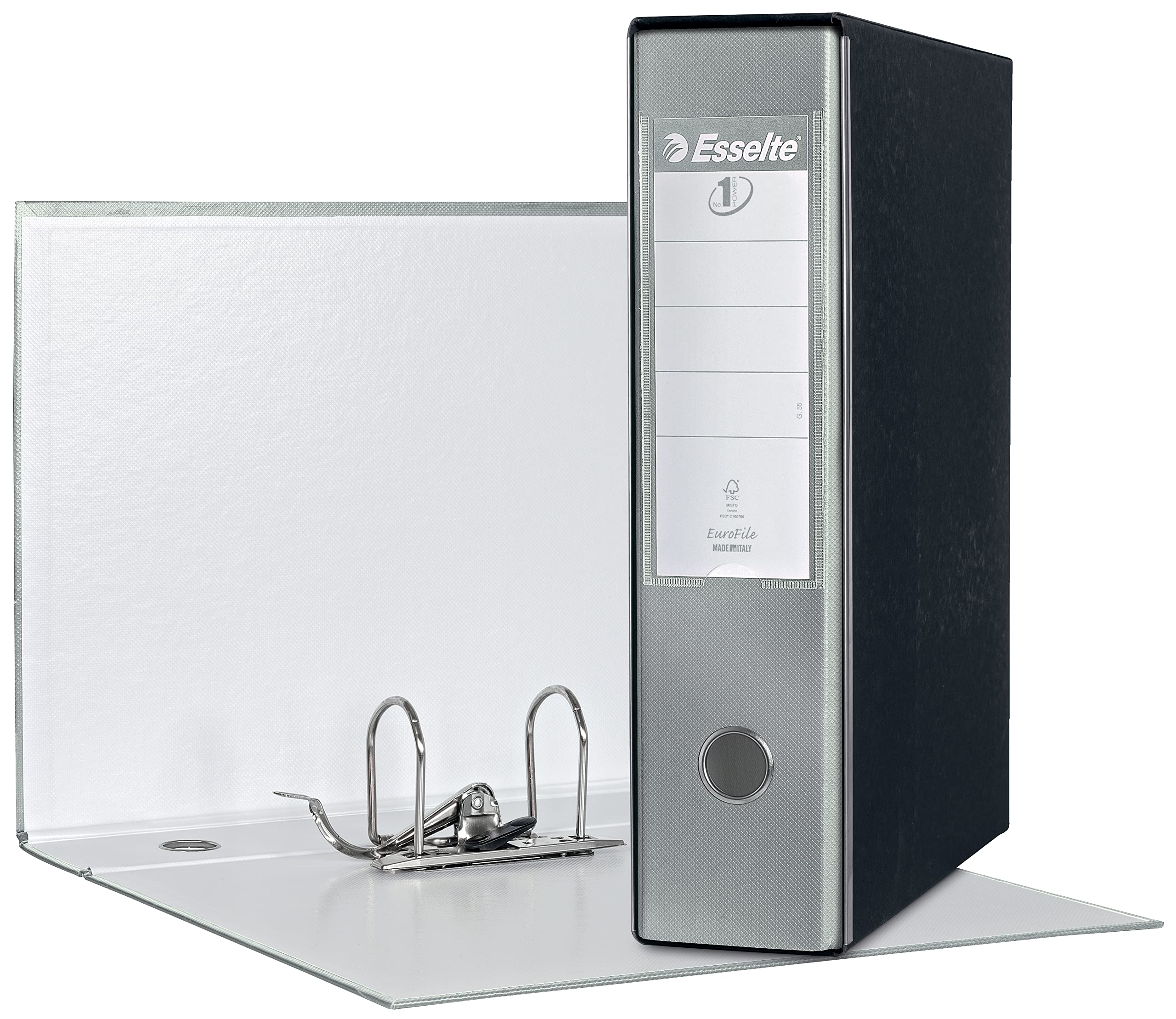 Esselte – RACCOGLITORE EUROFILE with Lever Mechanism Plastic Coated Cardboard,Grey,8 cm