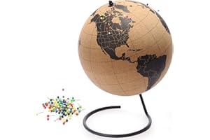 GLOBE TREKKERS Black Cork Globe With Map of the World - 10" Rotating Stand for Children or Adults, 100 Colored Push Pins - World Globe for Home, Office, Classroom, Travel, Kids