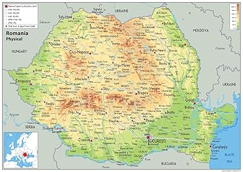 Romania Carta Fisica  Carta