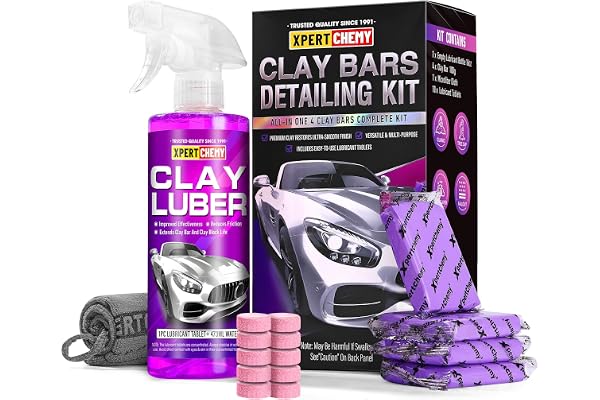 XPERTCHEMY Car Clay Bars Auto Detailing 4 Pack 400g(4x100g) and Clay bar Lubricant Tablets 10 Pack(1pcs=16 oz) Clay bar kit,