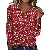 Ivicoer Plus Size Christmas Shirts for Women Winter Clothes for Women V Neck Long Sleeve Blouses 2025 Fall Tunics Red Polka Dots XXL