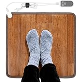 19.7x21.7in Heated Floor Mat - Foot Warmer Under Desk, 110V Electric Heating Pad with 3 Timers & 10 Adjustable Temperatures for Winter Home Office (Brown)