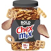 Chex Mix Bold Garlic &amp; Herb Snack Mix, Resealable Tub, 20 oz | Corn &amp; Wheat Chex, Rye Chips, Mini Breadsticks, 2 Kinds of Pretzels, 50% Less Fat than Regular Potato Chips