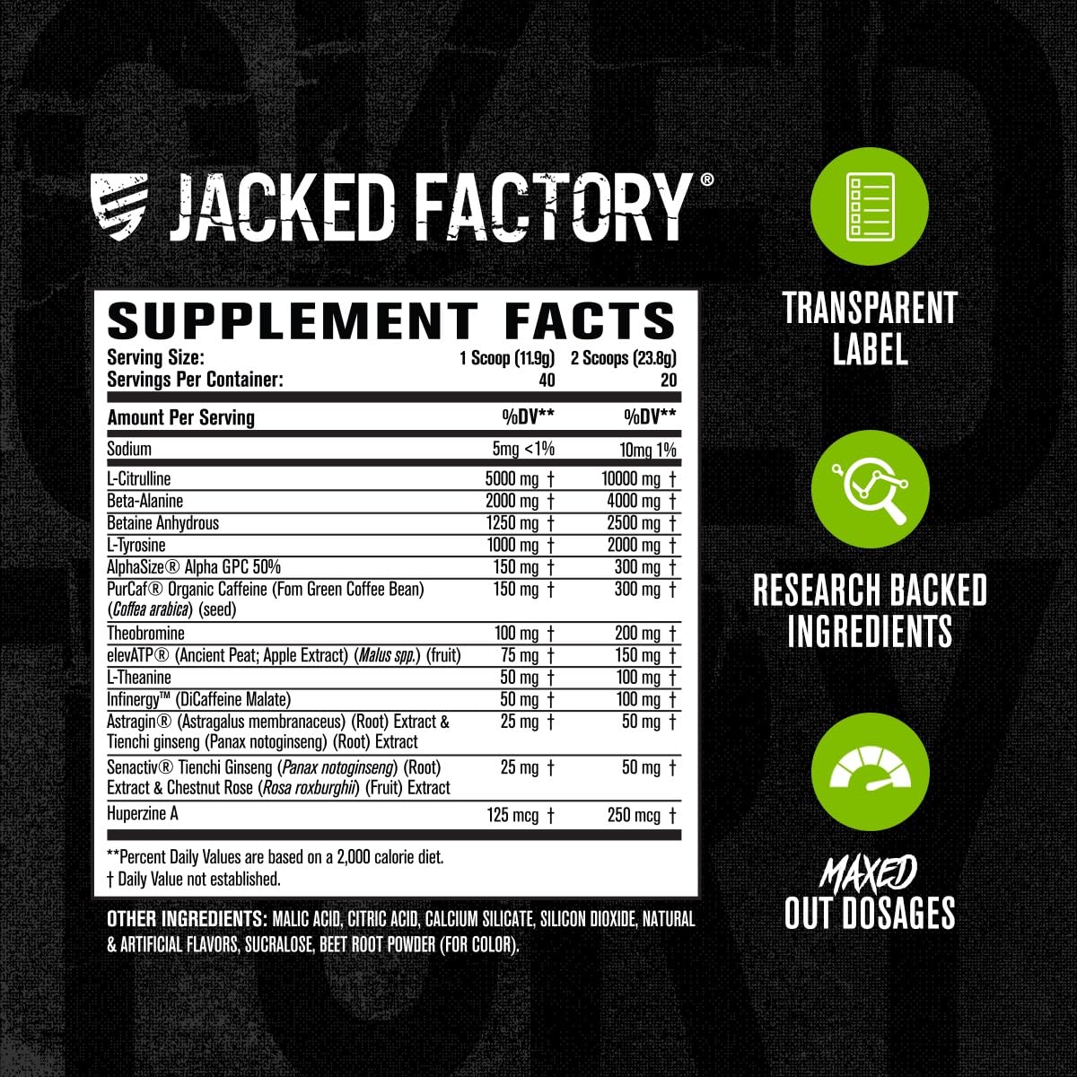 Jacked Factory Nitrosurge Max High Performance Pre Workout Powder - Pre Workout w/Nootropic Ingredients for Intense Focus, Pumps, Smooth Energy, Endurance - 40 Servings, Cherry Bomb