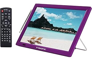 Trexonic Portable Rechargeable 14 Inch LED TV with HDMI, SD/MMC, USB, VGA, AV in/Out and Built-in Digital Tuner, Purple