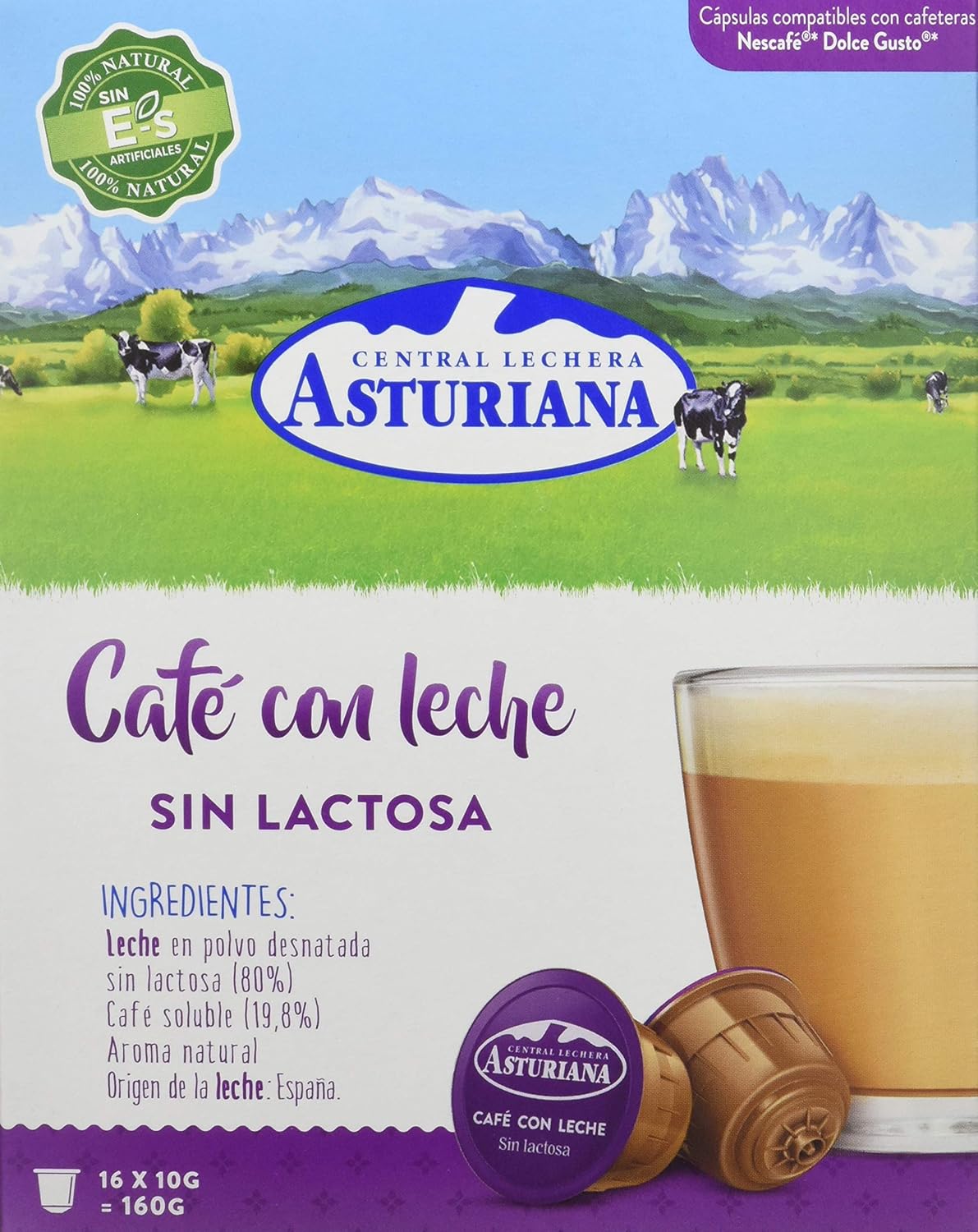 Capsulas dolce gusto cafe con leche sin lactosa Las